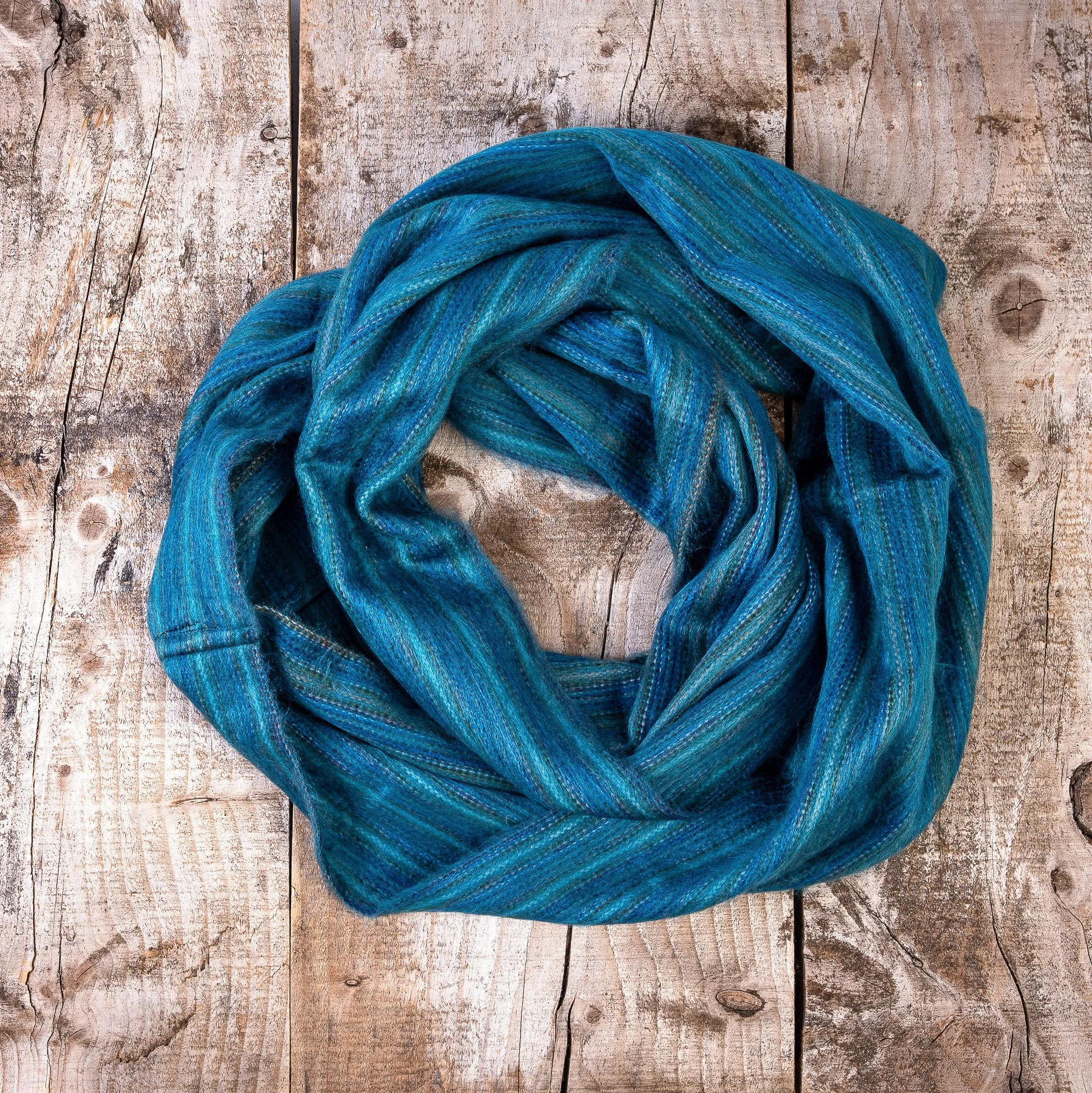 Grey & Blue Alpaca Wool Infinity Scarf