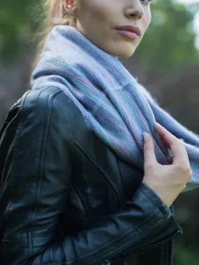 Grey & Blue Alpaca Wool Infinity Scarf