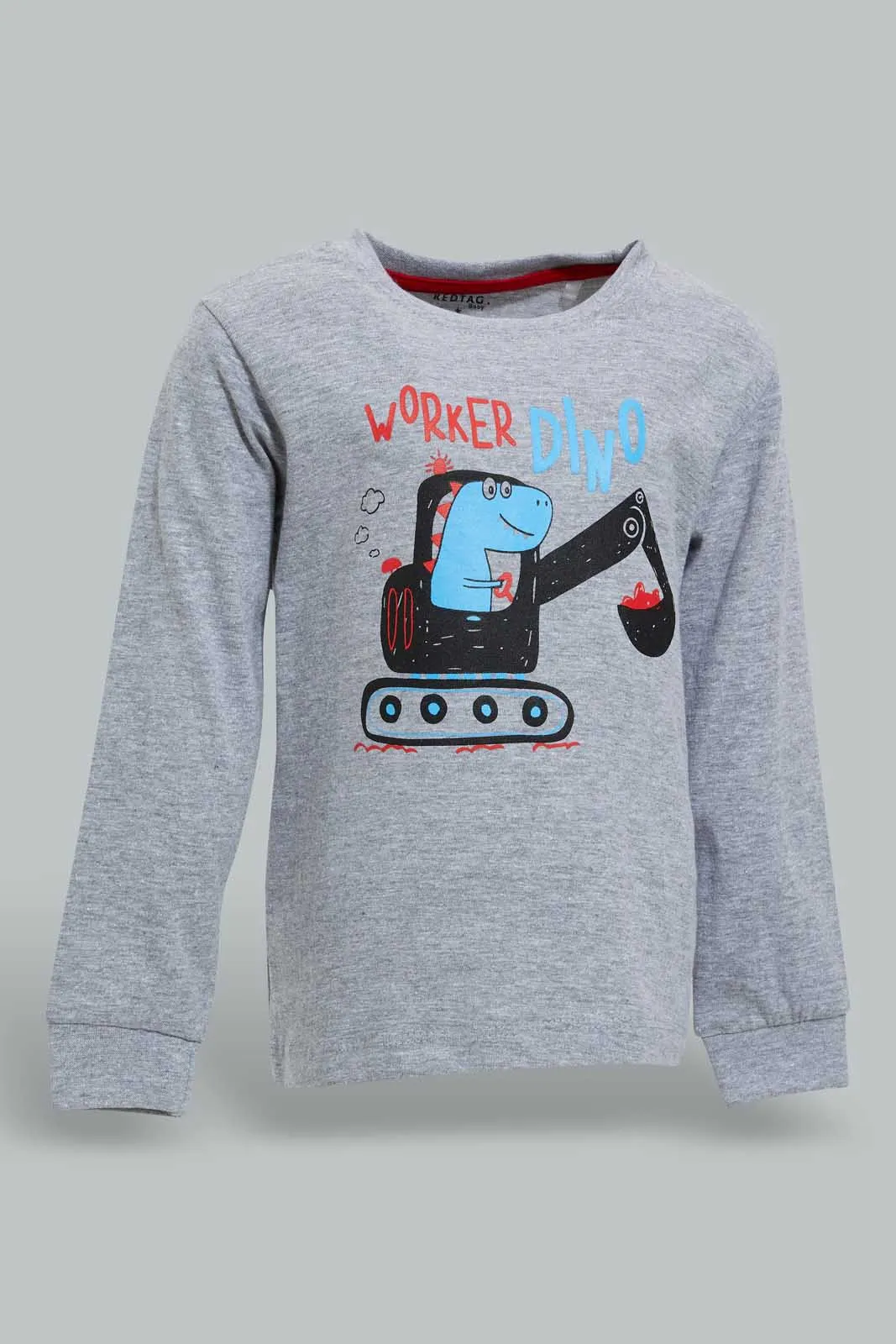 Grey And Red Digger Pyjama Set For Baby Boy (2 Piece)