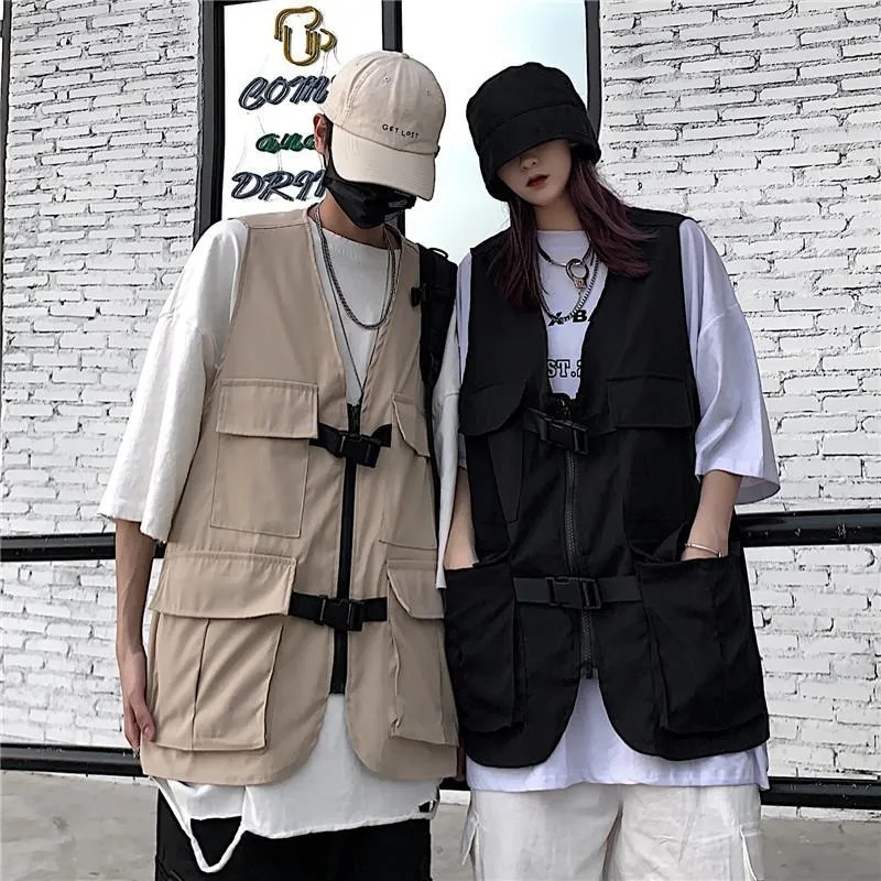Grunge Aesthetic Cargo Tooling Loose Vest
