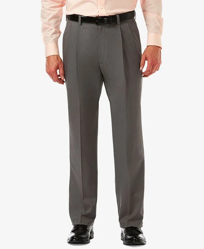Haggar Mens Classic fit Dress Pants 40 / 32 Charcoal Grey Solid Stretch