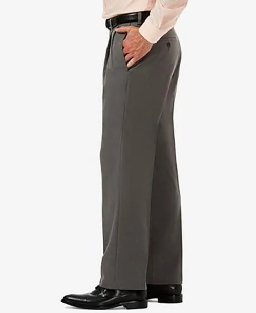Haggar Mens Classic fit Dress Pants 40 / 32 Charcoal Grey Solid Stretch