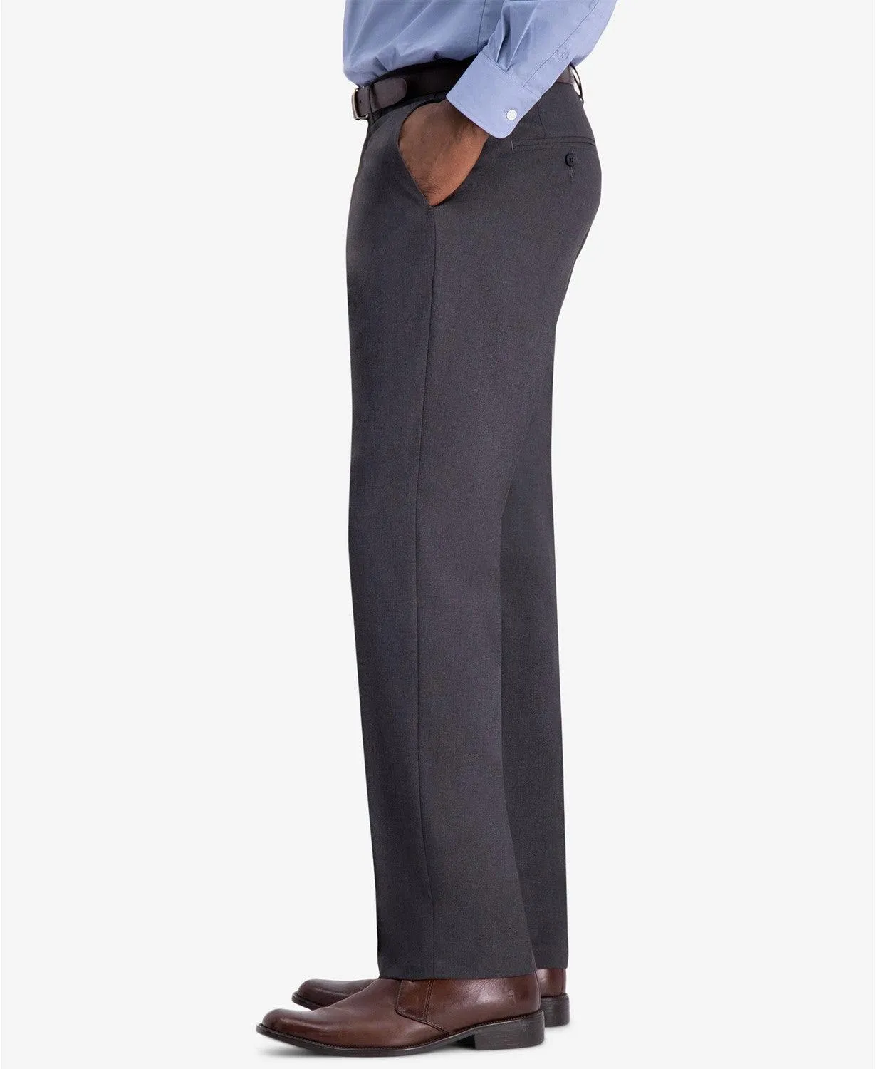 Haggar Mens Regular fit Dress Pants Pants 36 / 32 Charcoal Grey Solid Stretch