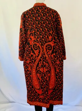 Hand Embroidered Long Jacket -  Black and Red