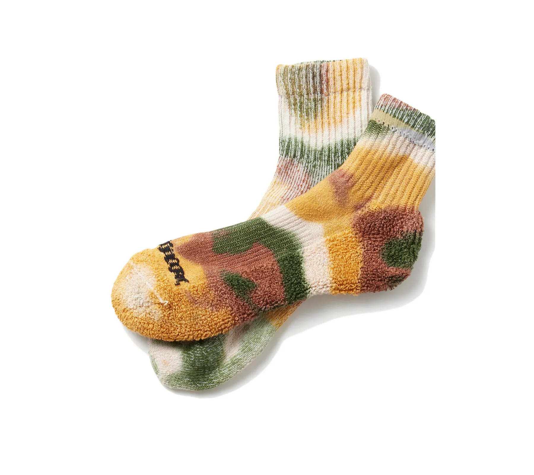 Hemp/Organic Cotton Pile Ankle Socks "Tie Dye" | Grn/Gld/Brn