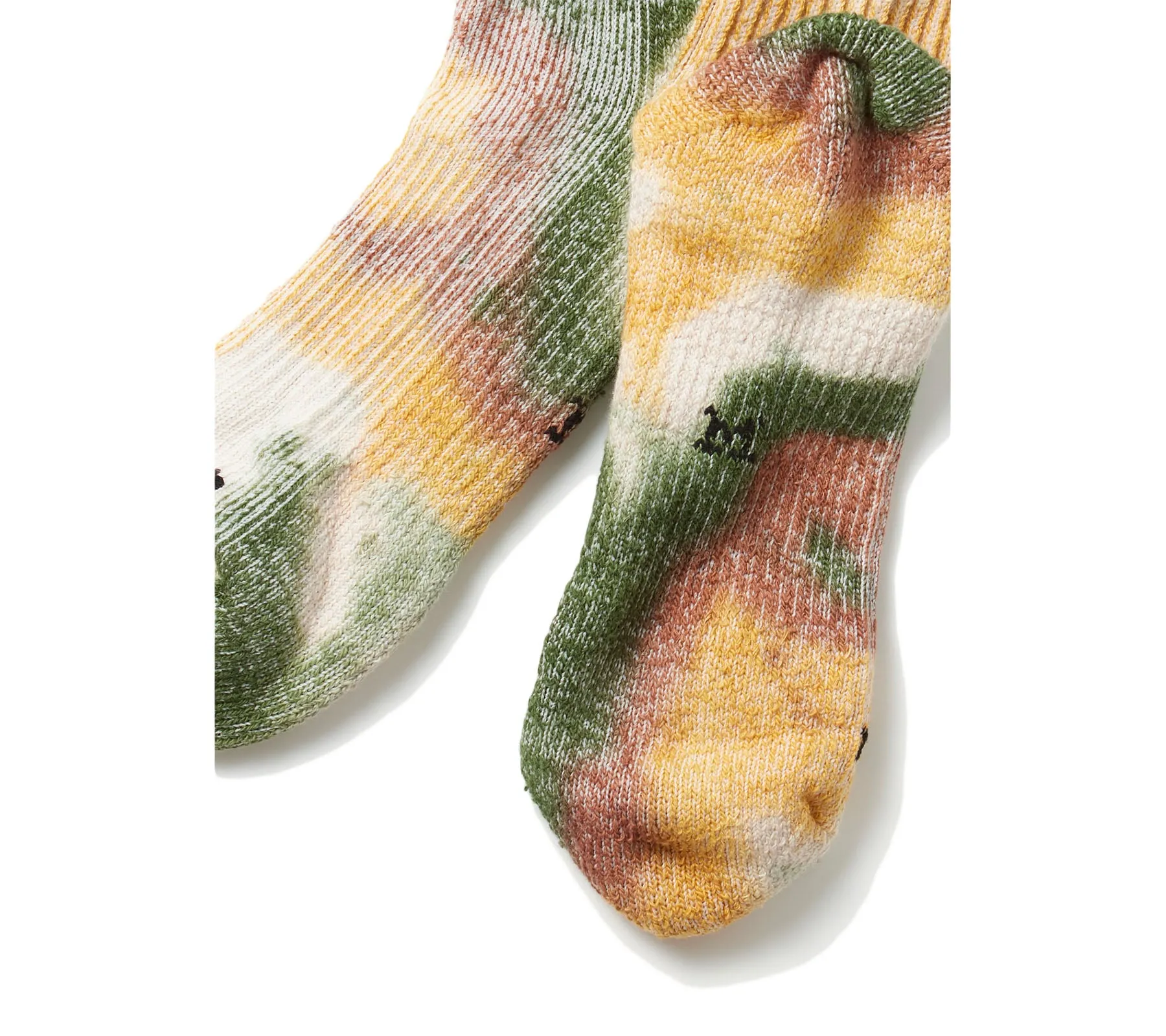 Hemp/Organic Cotton Pile Ankle Socks "Tie Dye" | Grn/Gld/Brn