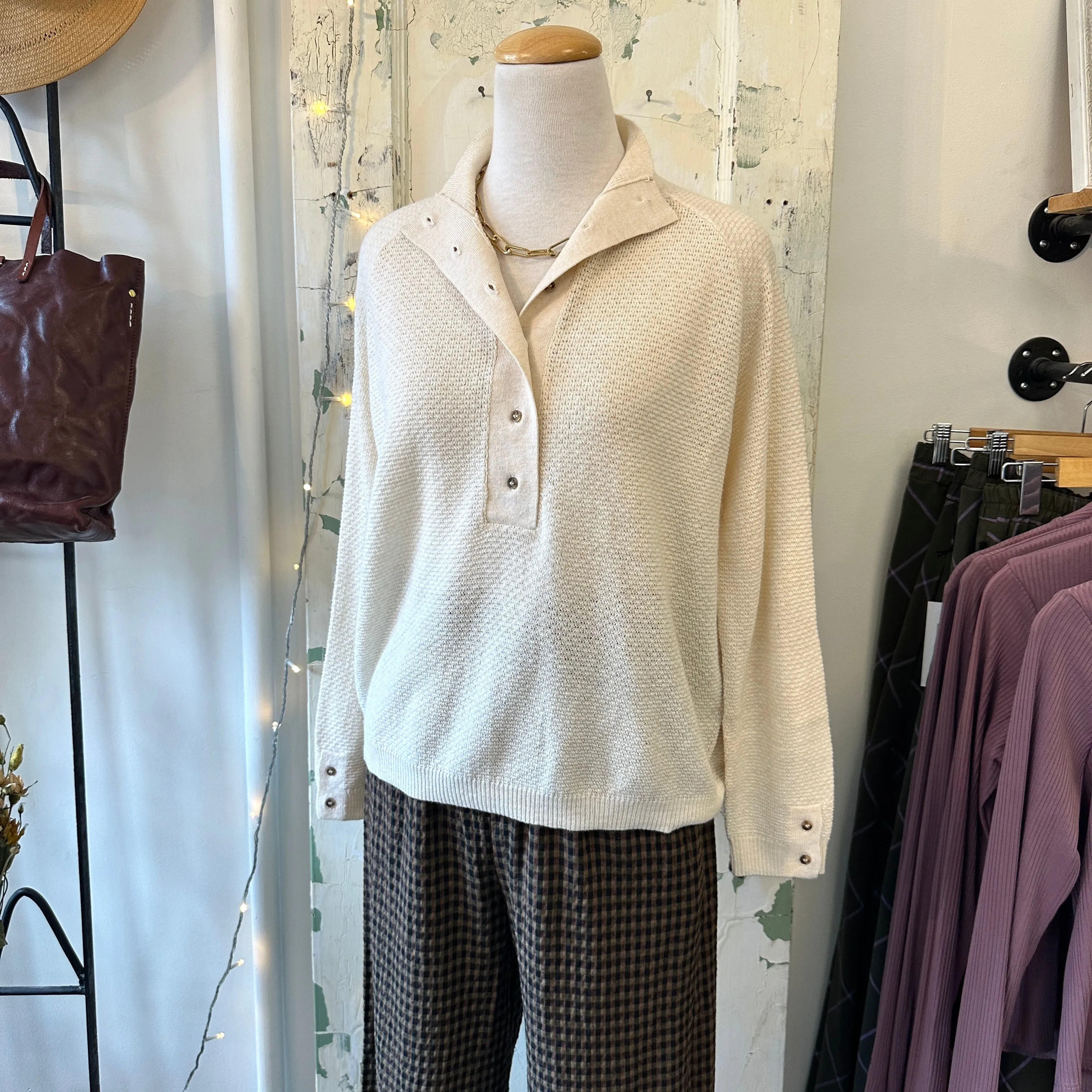 Indi & Cold // Waffle Knit Top with Buttons