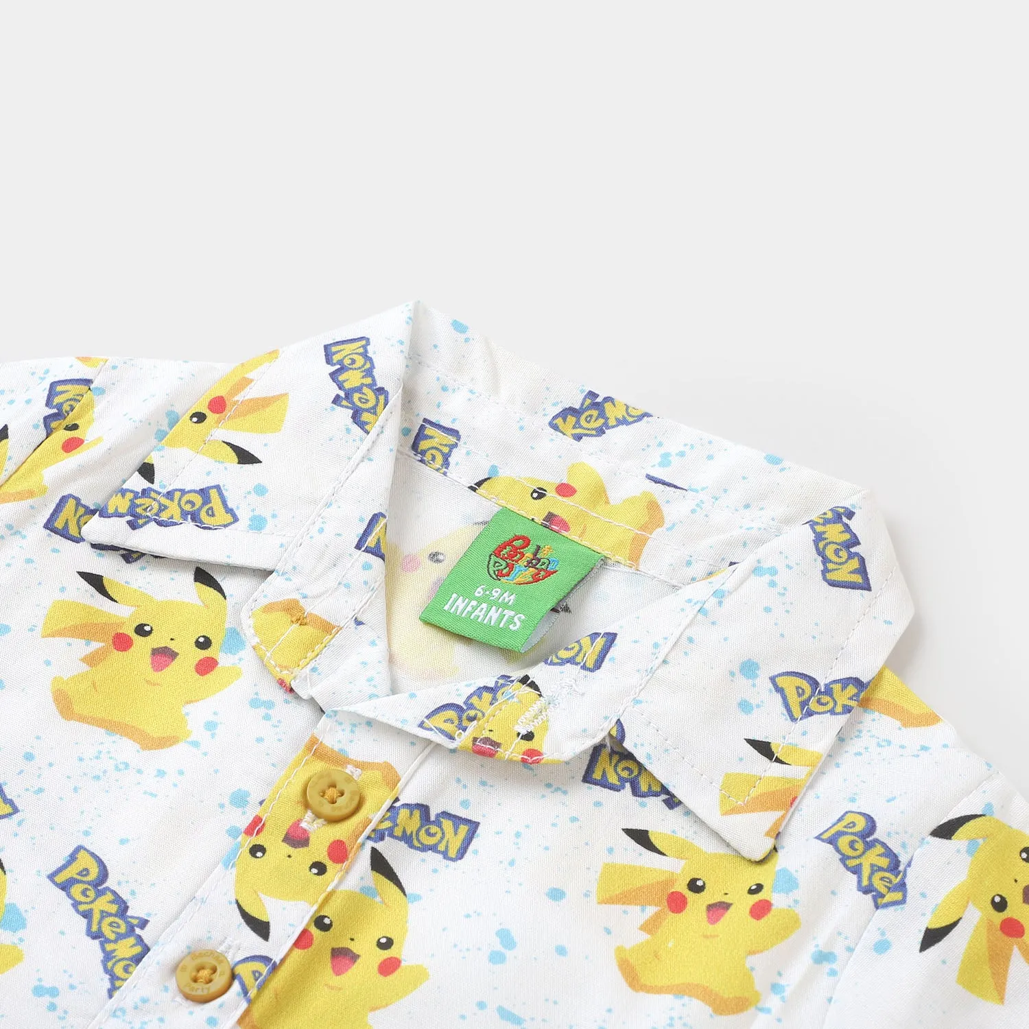 Infant Boys Woven Romper Printed - White