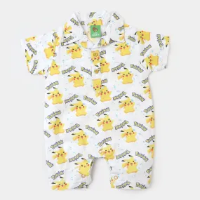 Infant Boys Woven Romper Printed - White