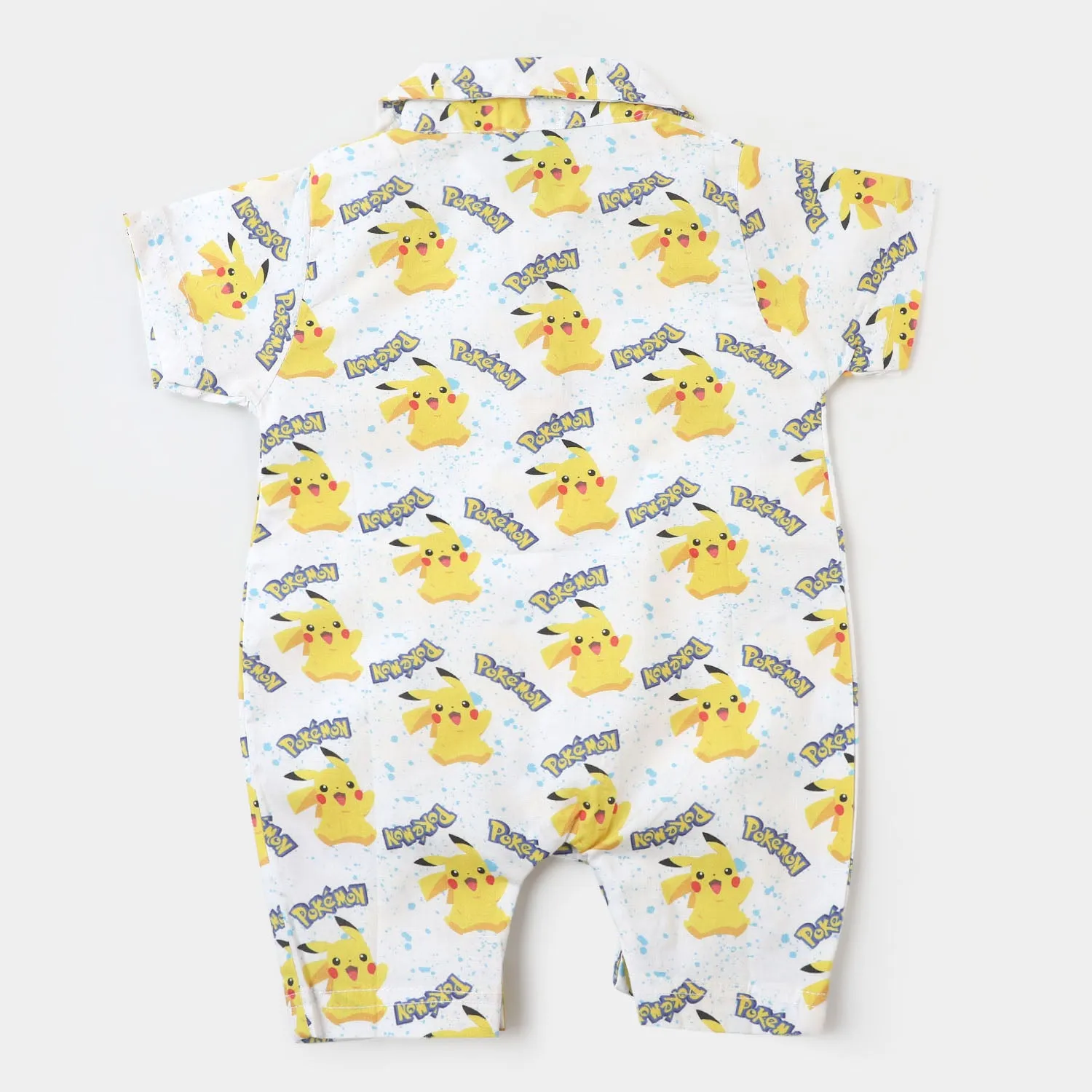 Infant Boys Woven Romper Printed - White