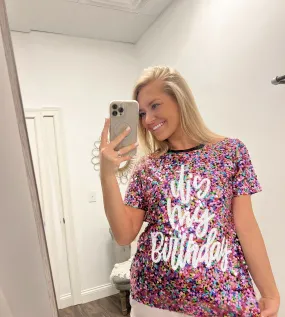 It's My Birthday Multi Color Sequin Top