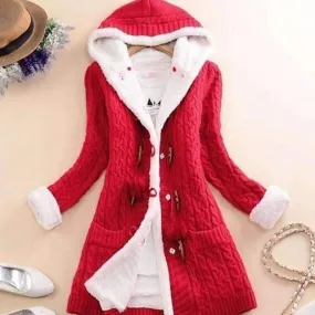 Jacket with hood and fleece long sleeves