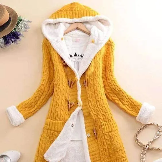 Jacket with hood and fleece long sleeves