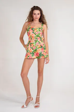 Kendra Romper - Orange/Green