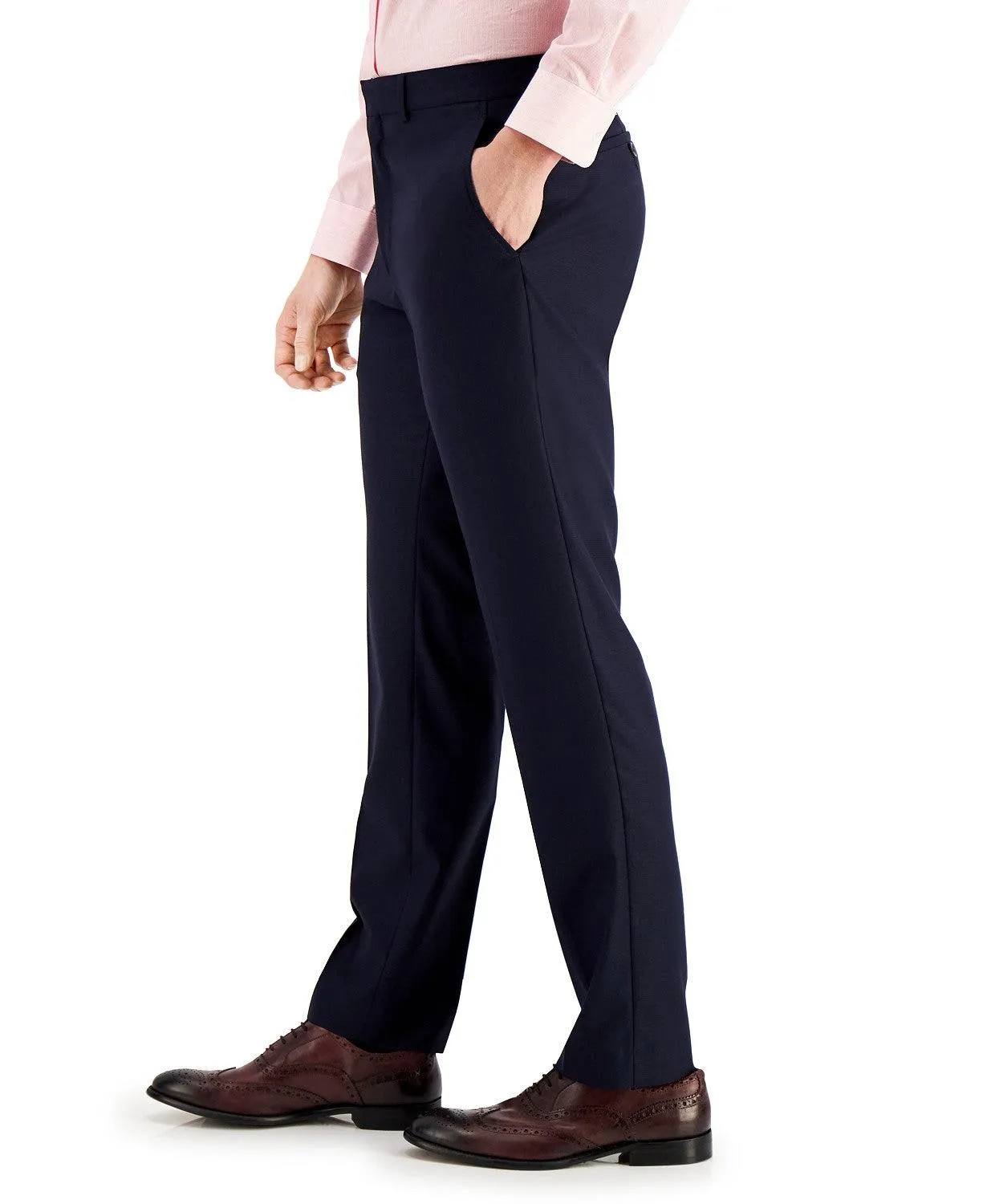 Kenneth Cole Techni-Cole Navy Blue Dress Slim-Fit Pants 36 x 30