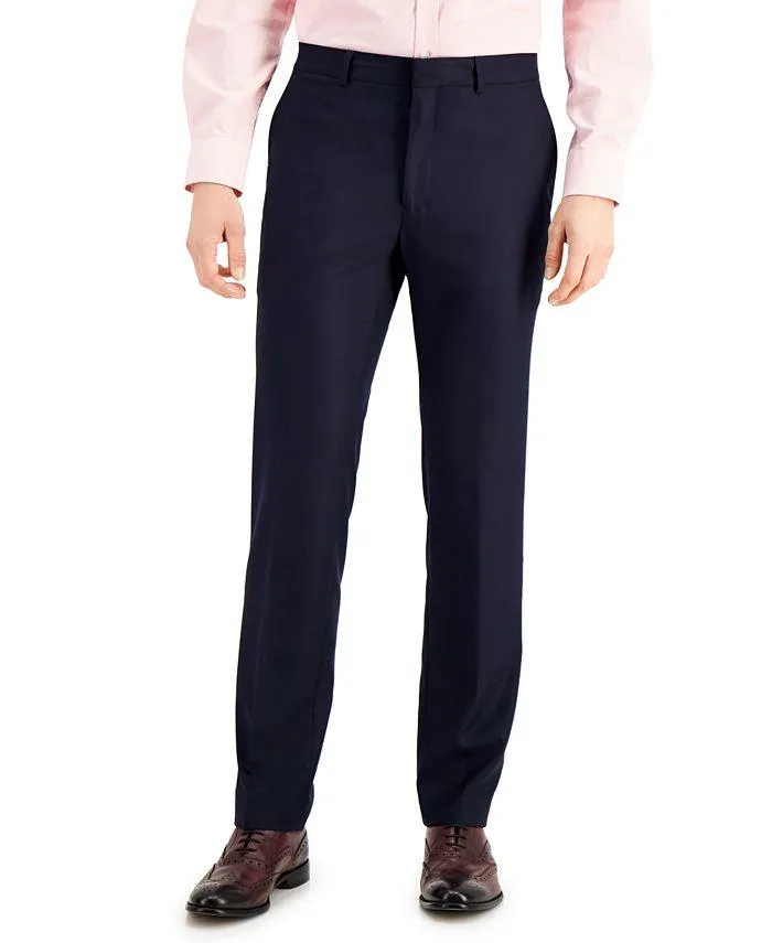 Kenneth Cole Techni-Cole Navy Blue Dress Slim-Fit Pants 36 x 30