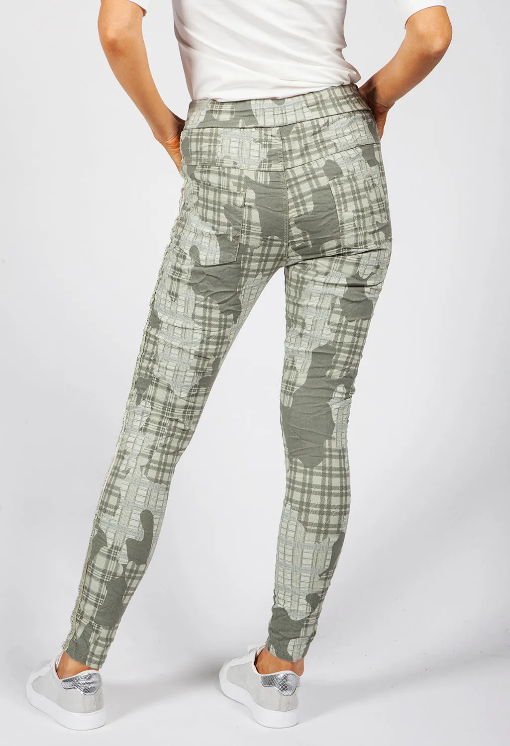 Khaki Patchwork Print Joggers