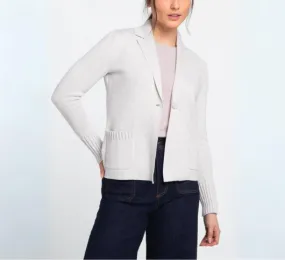 Kinross Cashmere - Garter and Rib Cardigan in Winter White