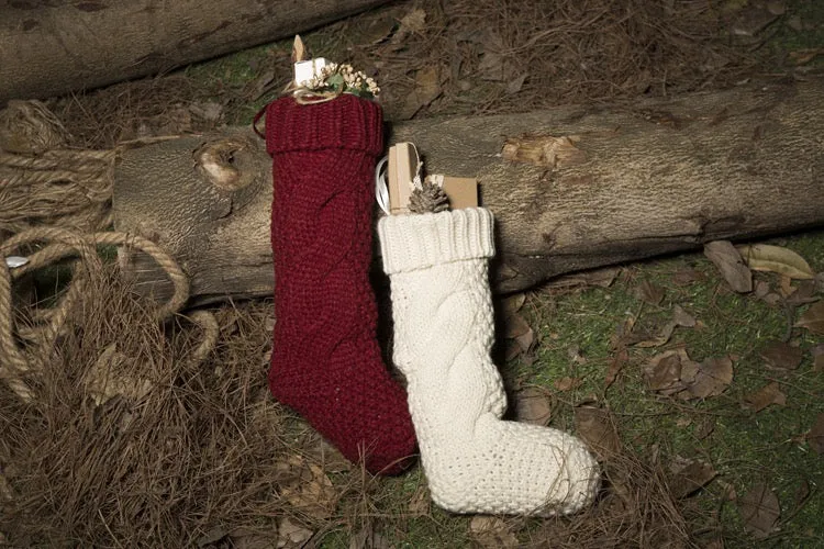 Knit Cable, Christmas Tree, Snowflake Xmas Stockings, Customised Personalized Christmas Stockings, X'mas Wall Hanging Home Decor Socks, Embroidered Xmas Stockings Gift