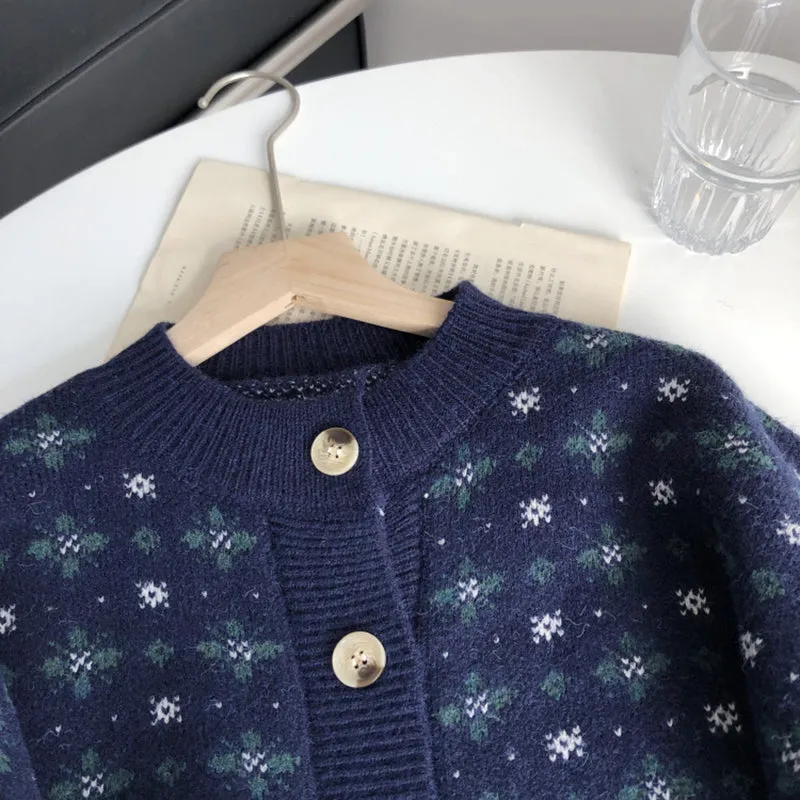 Knit Cardigan With Snowflake Pattern