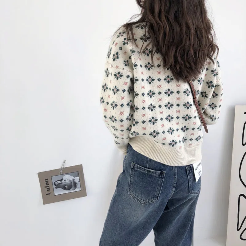 Knit Cardigan With Snowflake Pattern