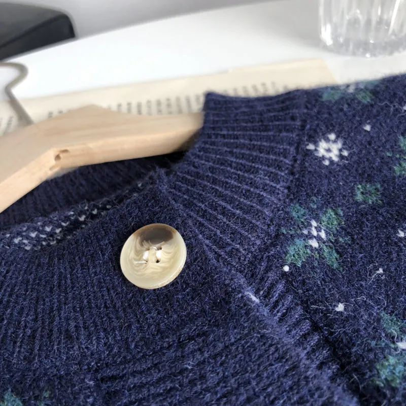 Knit Cardigan With Snowflake Pattern