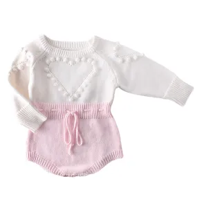 Knit Heart Baby Romper