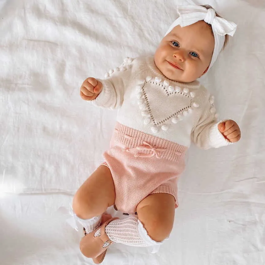 Knit Heart Baby Romper