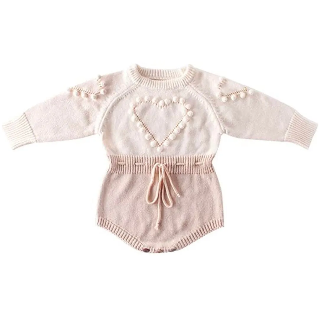 Knit Heart Baby Romper