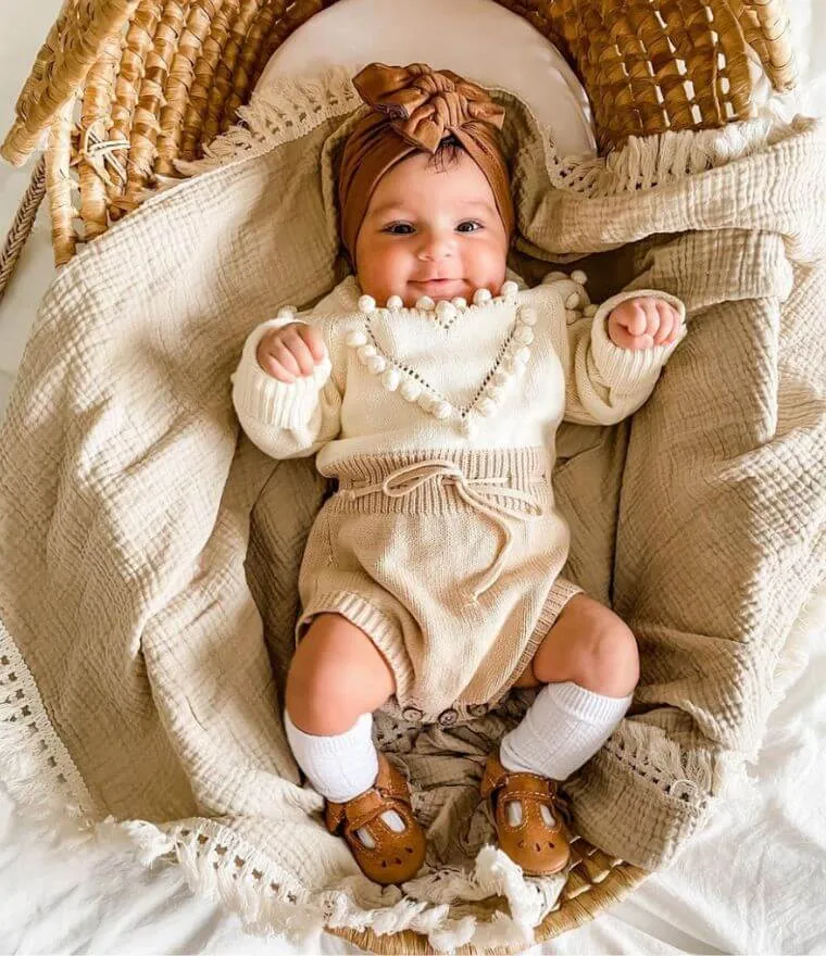 Knit Heart Baby Romper