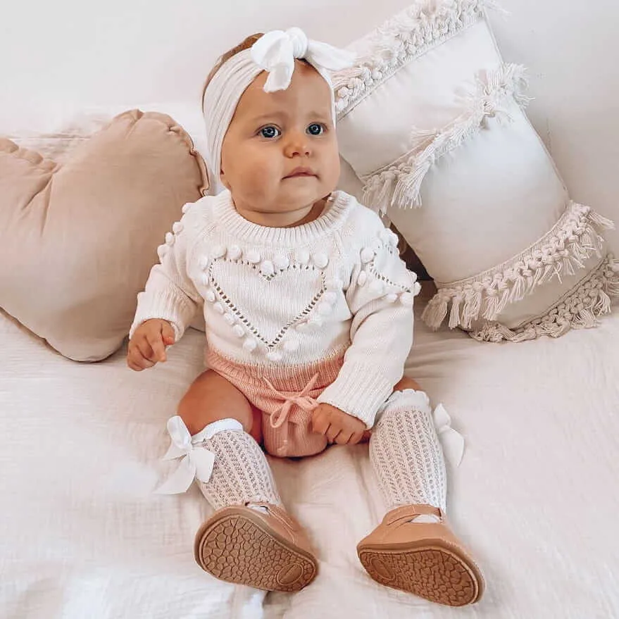 Knit Heart Baby Romper
