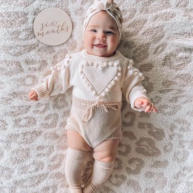 Knit Heart Baby Romper