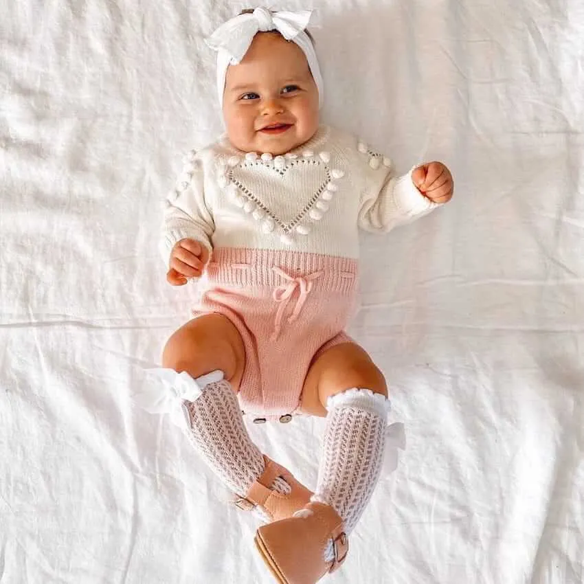 Knit Heart Baby Romper