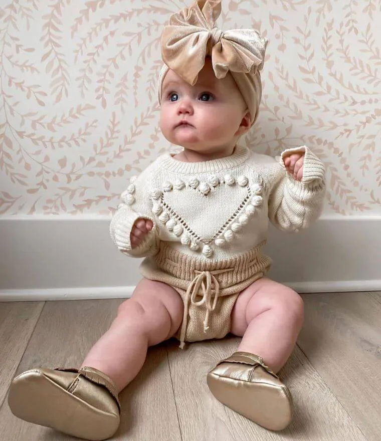 Knit Heart Baby Romper