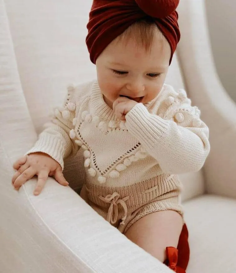 Knit Heart Baby Romper