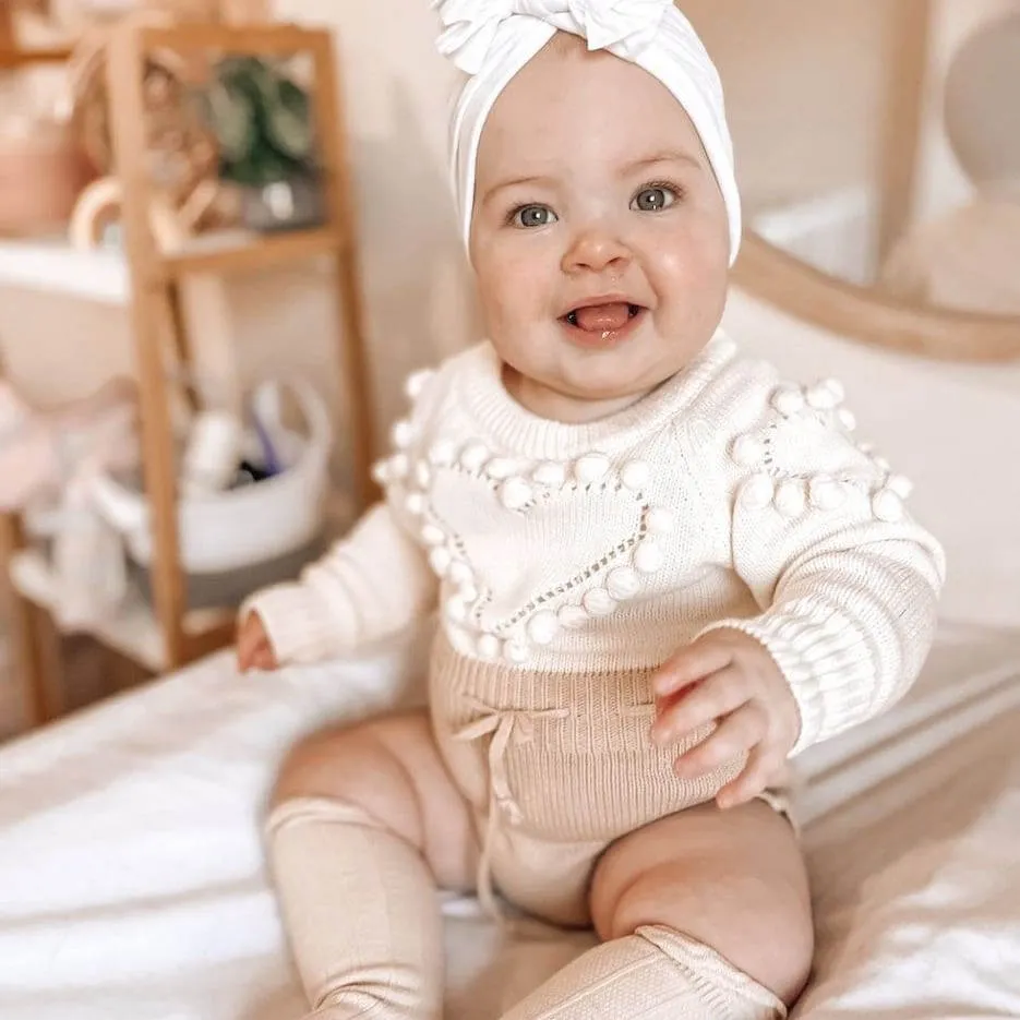 Knit Heart Baby Romper
