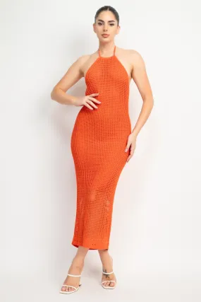 knit open back midi dress