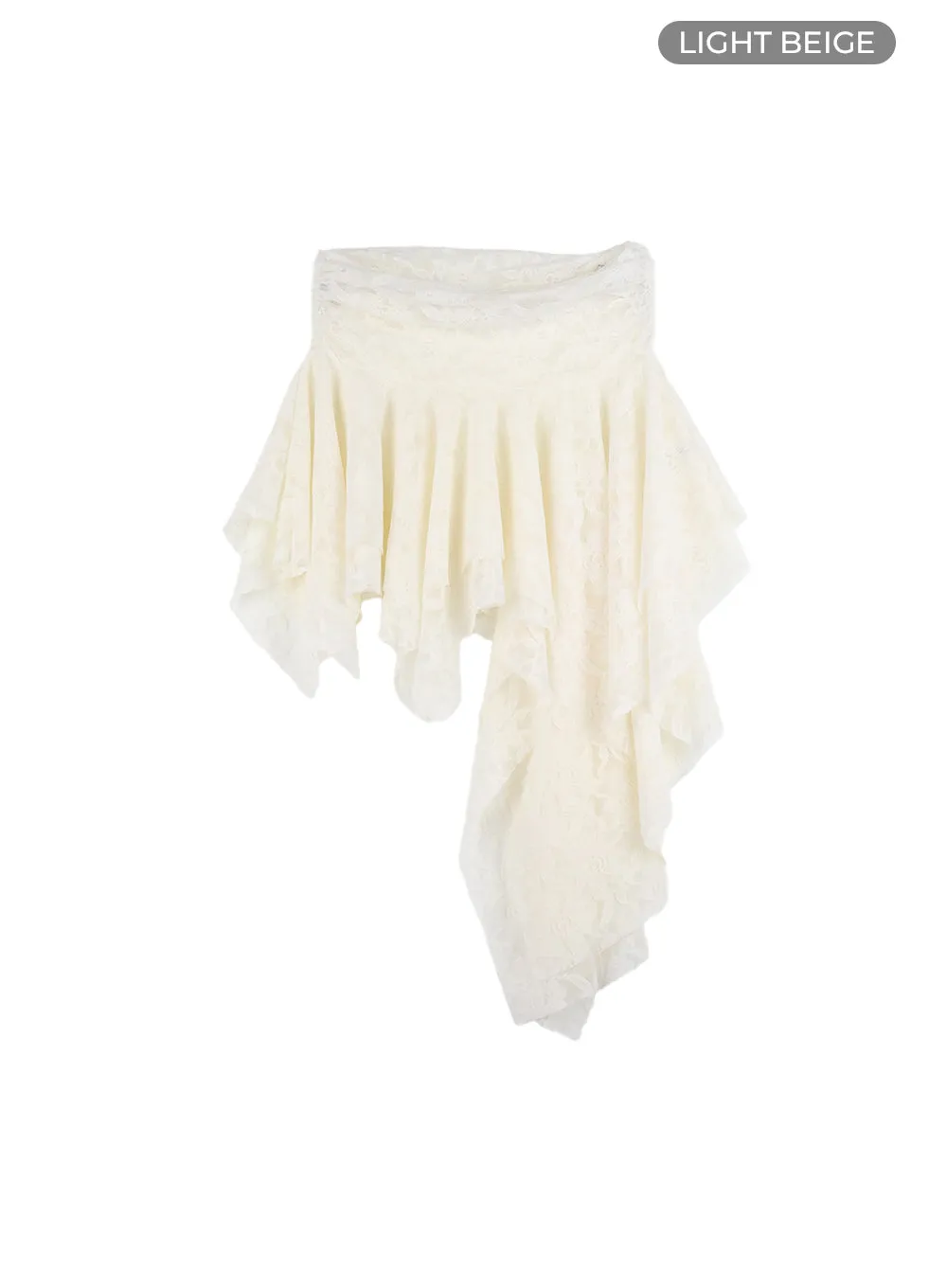 Lace Ruffle Asymmetrical Mini Skirt CY408