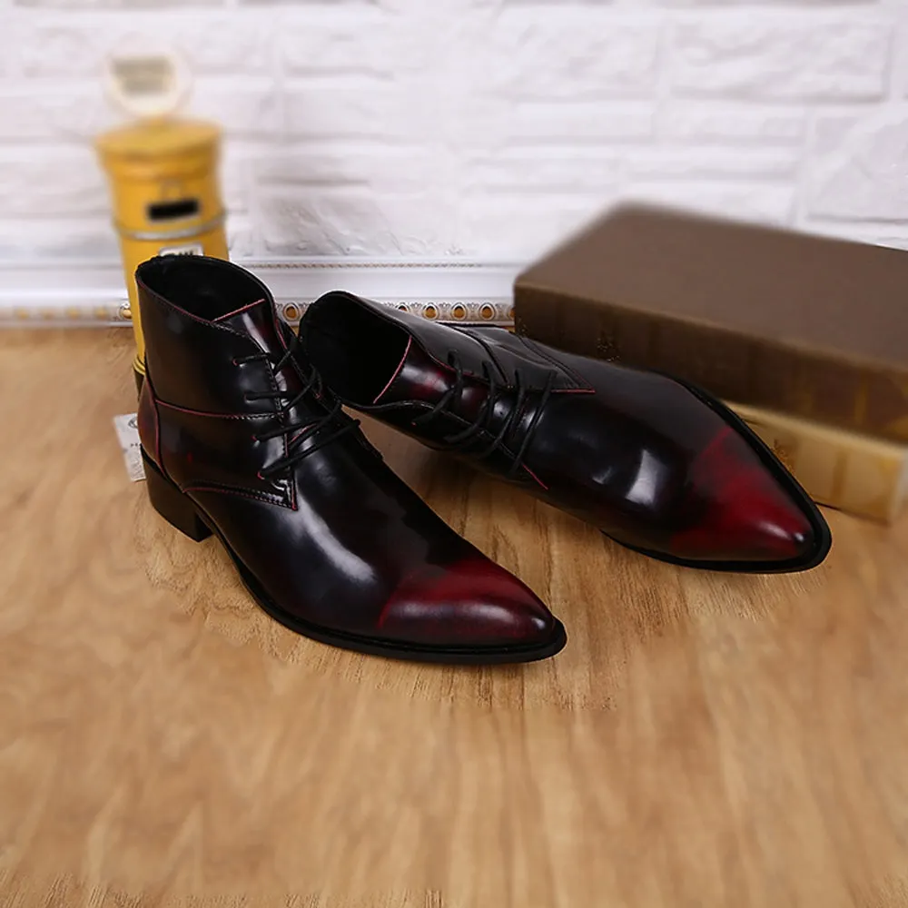 Lace Up Pointed Ankle Boots for Men