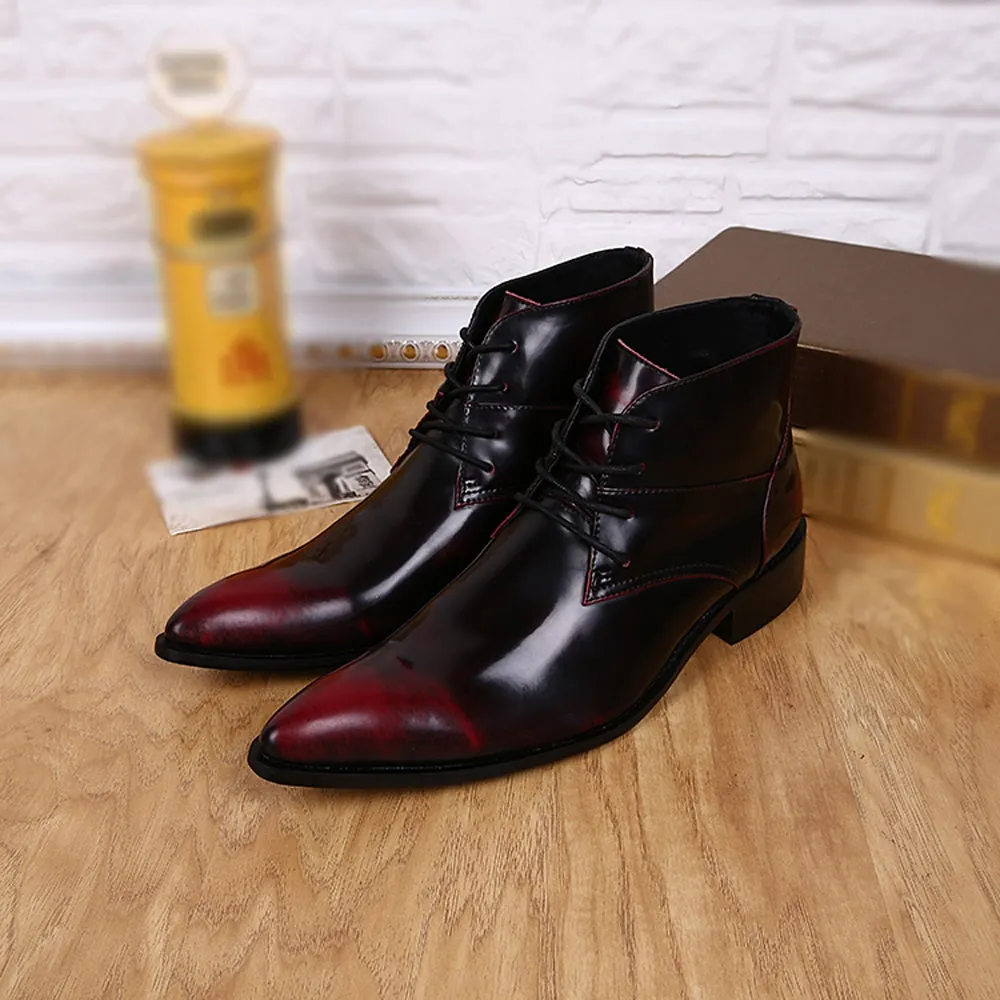 Lace Up Pointed Ankle Boots for Men