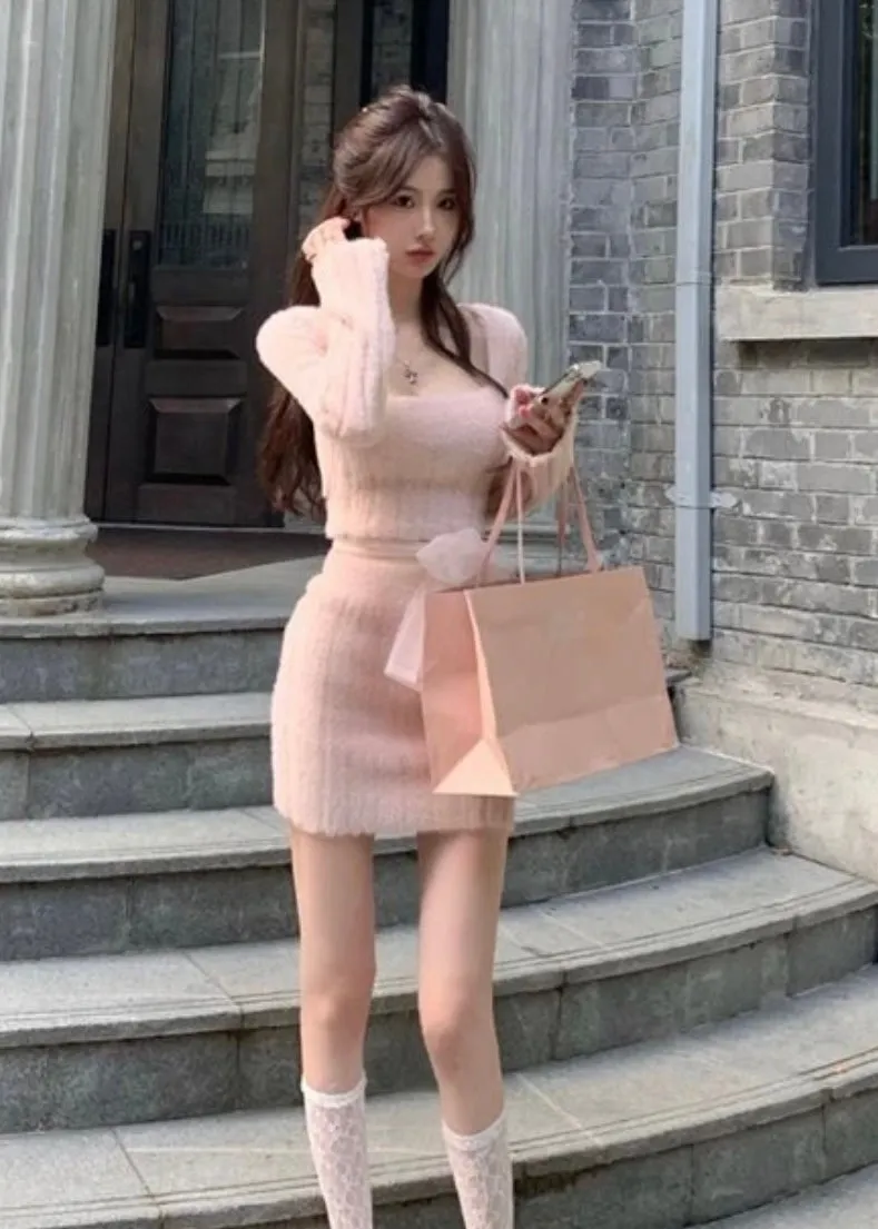 Lacy Fuzzy Sweater Set