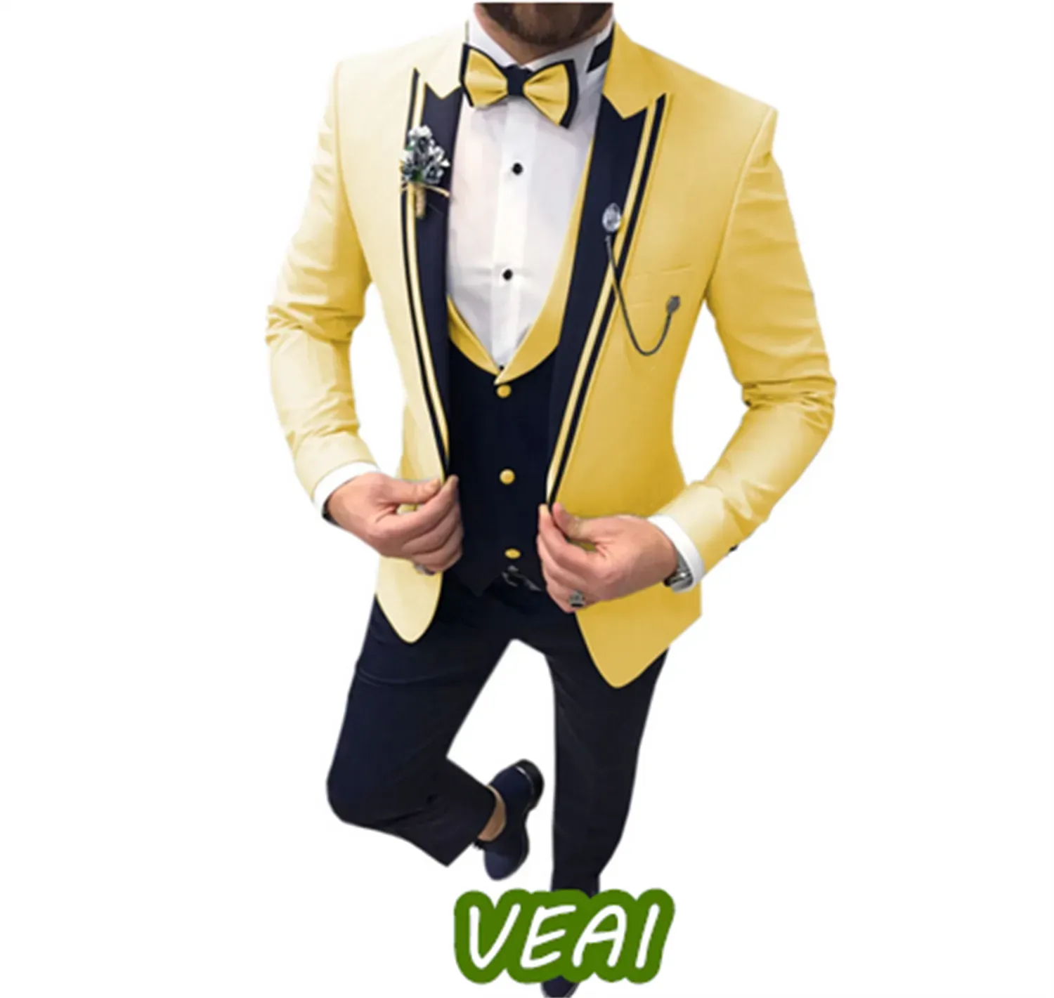 Latest Design Black Tailcoat Style Groom Tuxedos  Satin Lapel