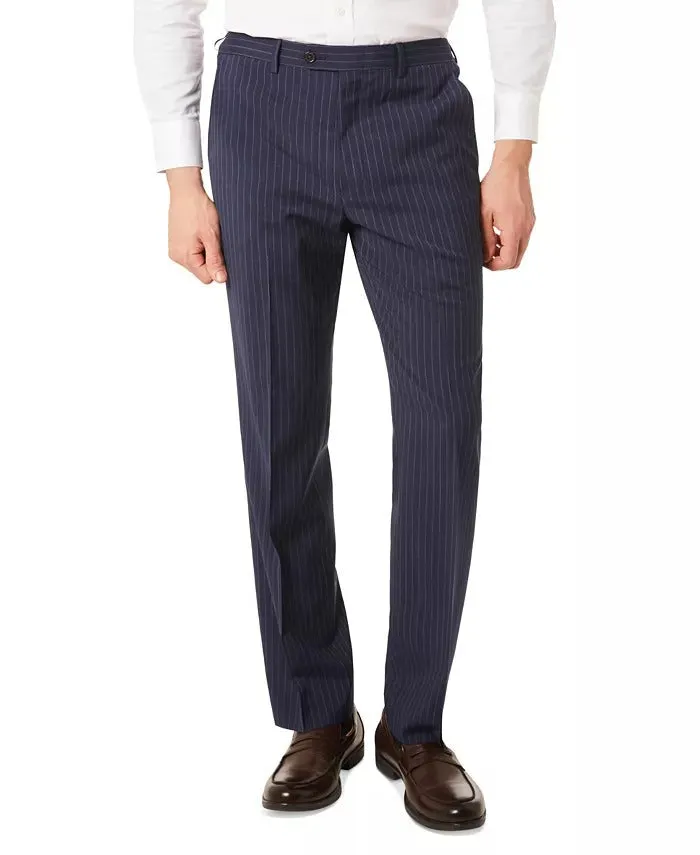 Lauren By Ralph Lauren Mens Classic Fit Dress Pants 38 / 32 Navy Blue Striped