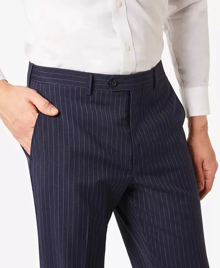 Lauren By Ralph Lauren Mens Classic Fit Dress Pants 38 / 32 Navy Blue Striped