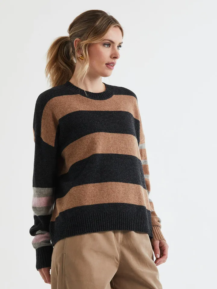 LD Co - Lambswool Stripe Crew - Midnight
