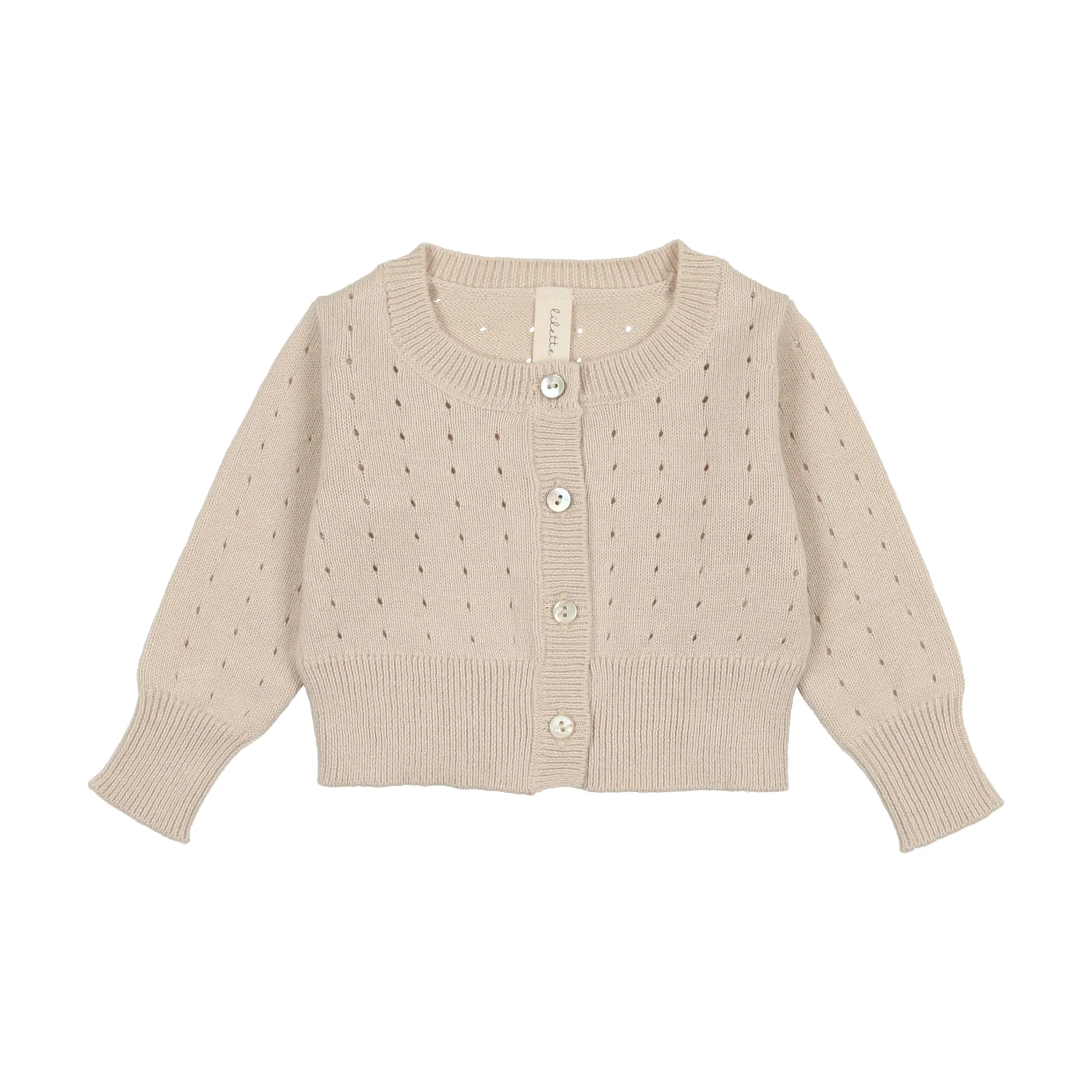 Lilette Dotted Open Knit Cardigan - Taupe
