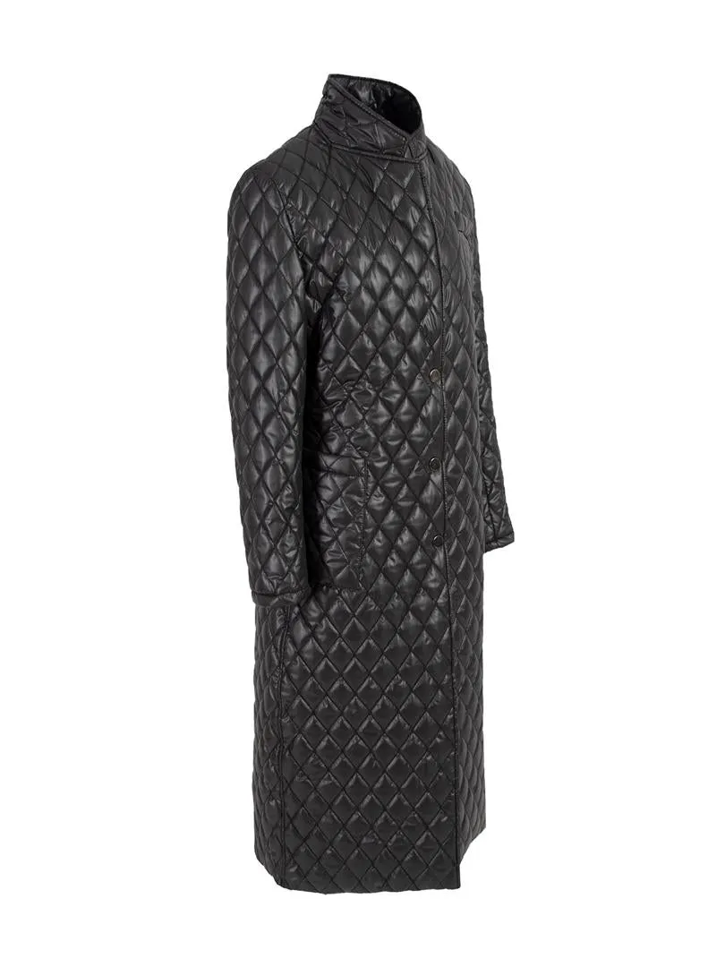 Long Oversize Quilted Coat - Black