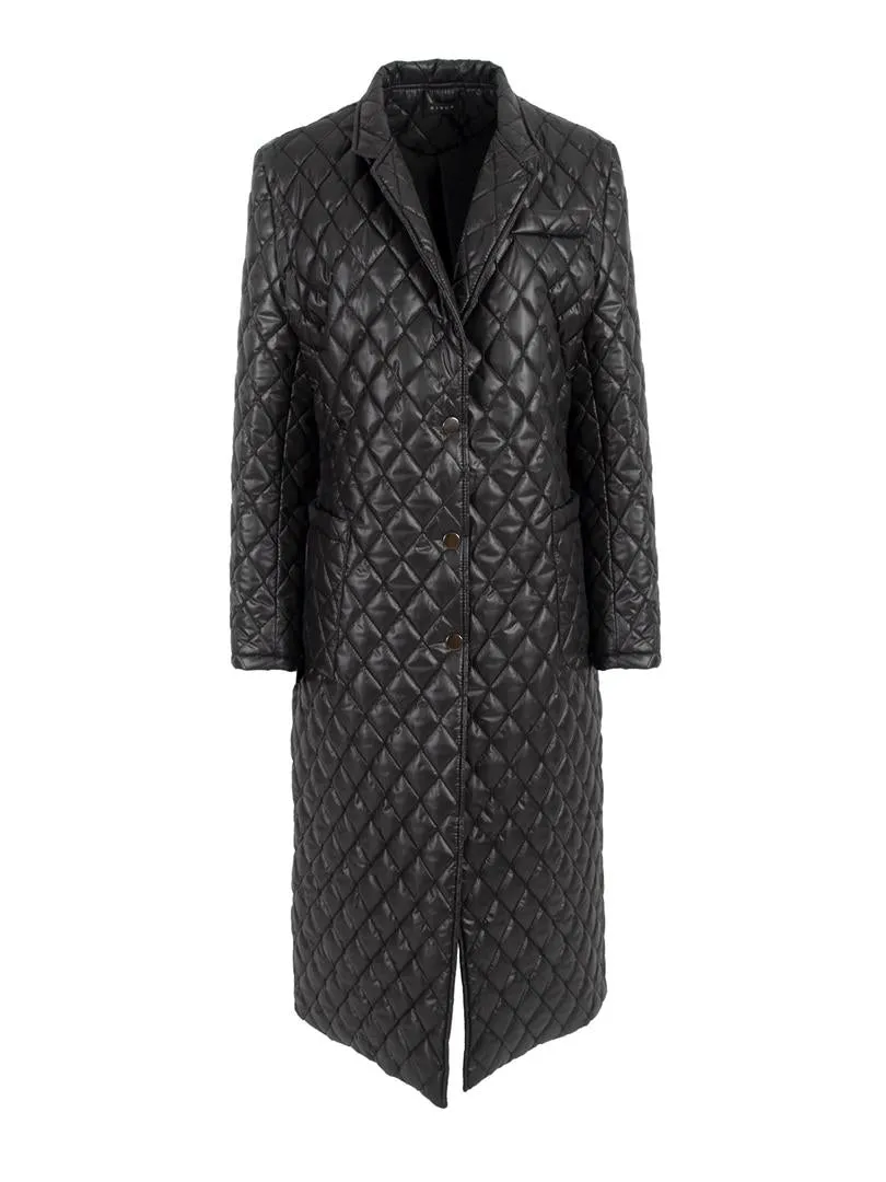 Long Oversize Quilted Coat - Black