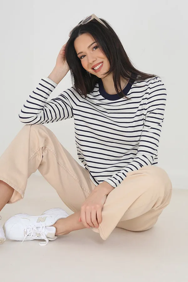LONG SLEEVE ALL OVER STRIPE T-SHIRT