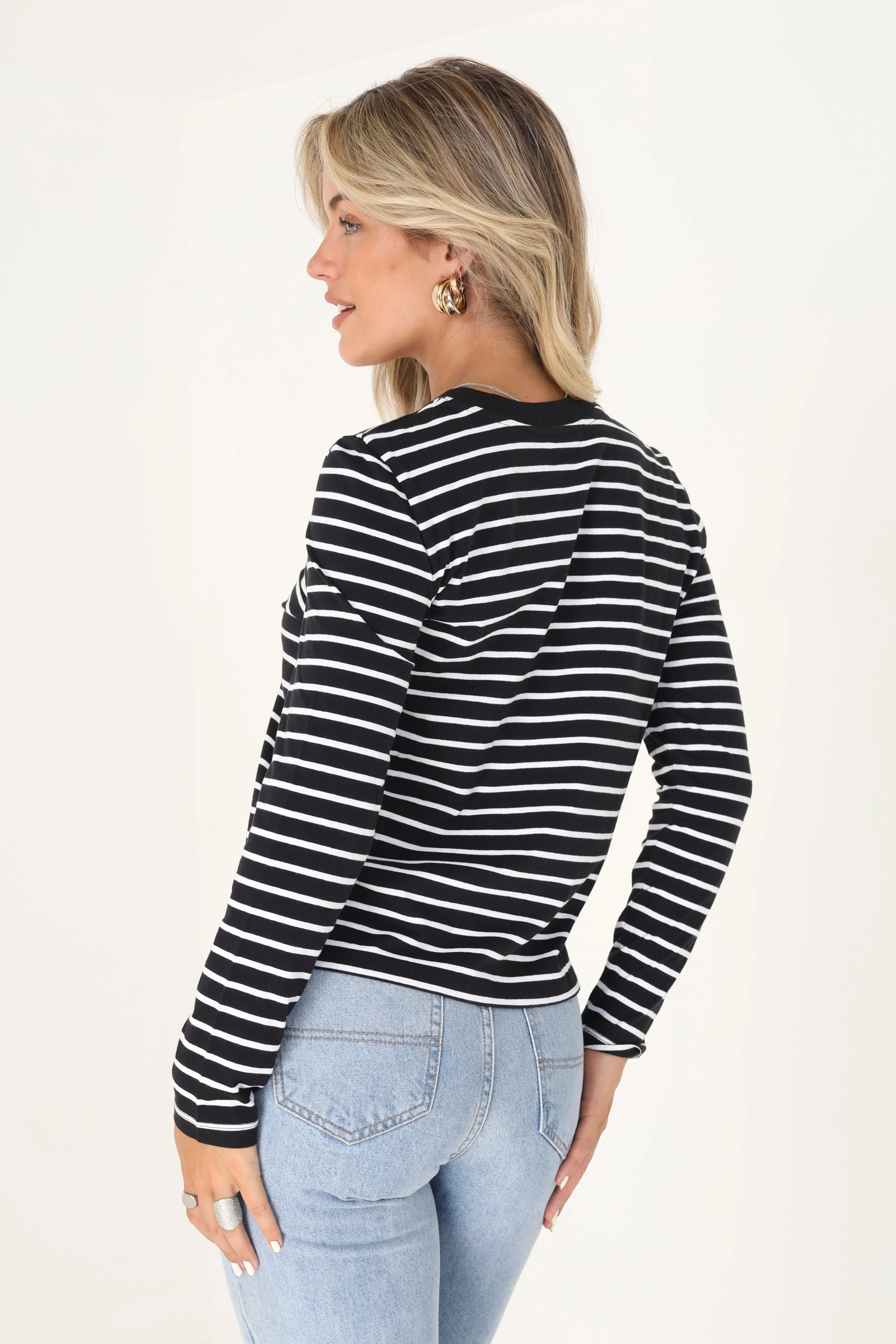 LONG SLEEVE ALL OVER STRIPE T-SHIRT